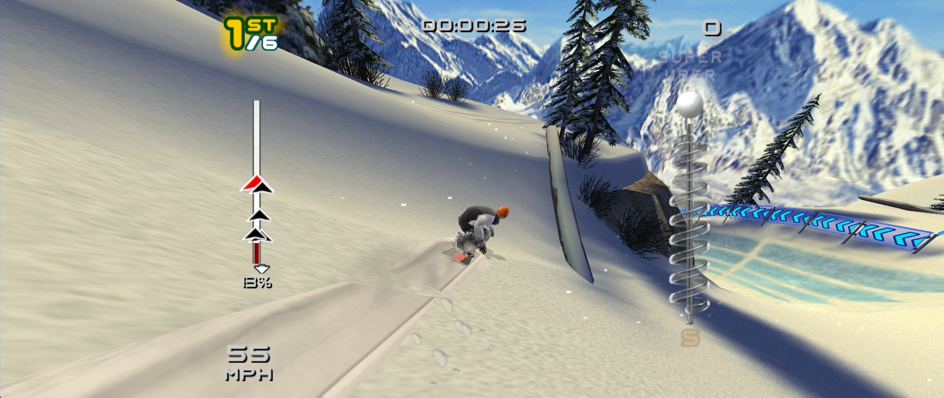 SSX 3 recompilado para PC em corrida Snow Jam com enquadramento ultrawide
