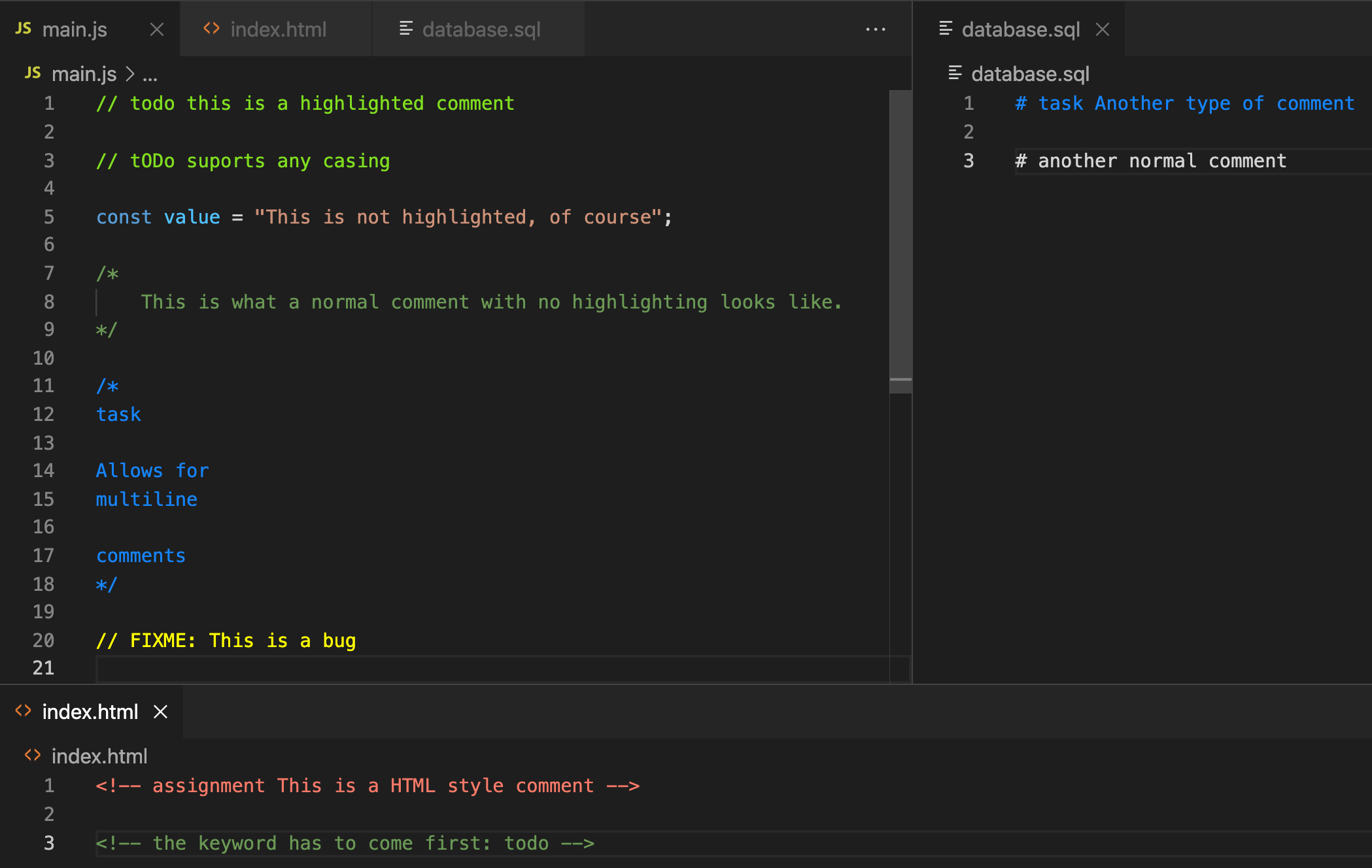 vscode highlight todo comments