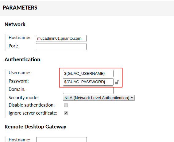 Guacamole Pass-Through Credentials