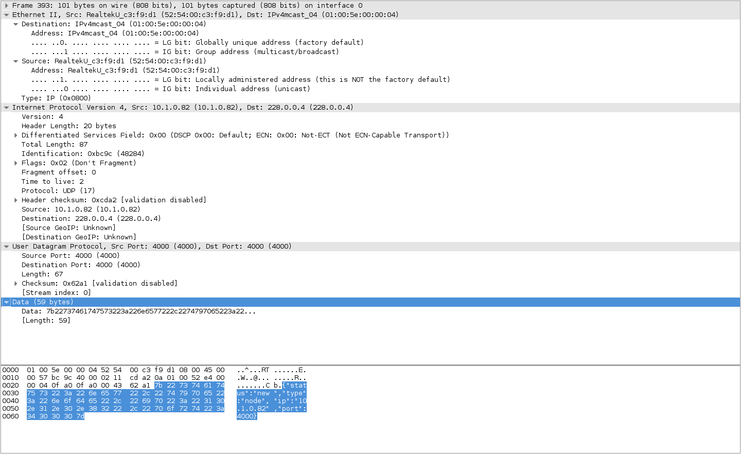 an ip to the broadcast ip in wireshark like so