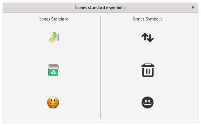 Utilizando ícones standard e symbolic