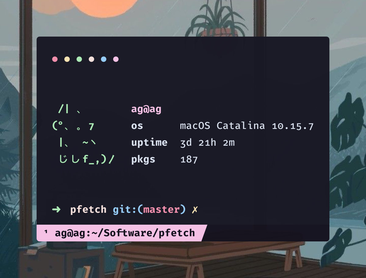 Terminal Window showing off the Kitty ASCII art