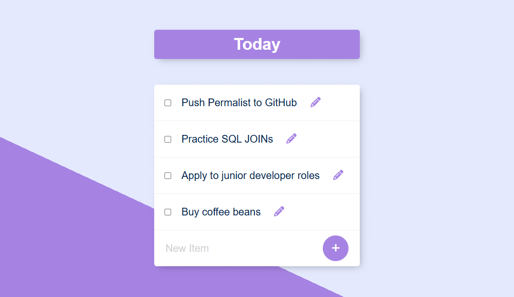 To-do list with four items