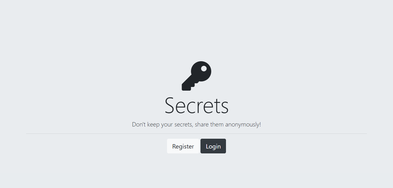 Secrets app home page