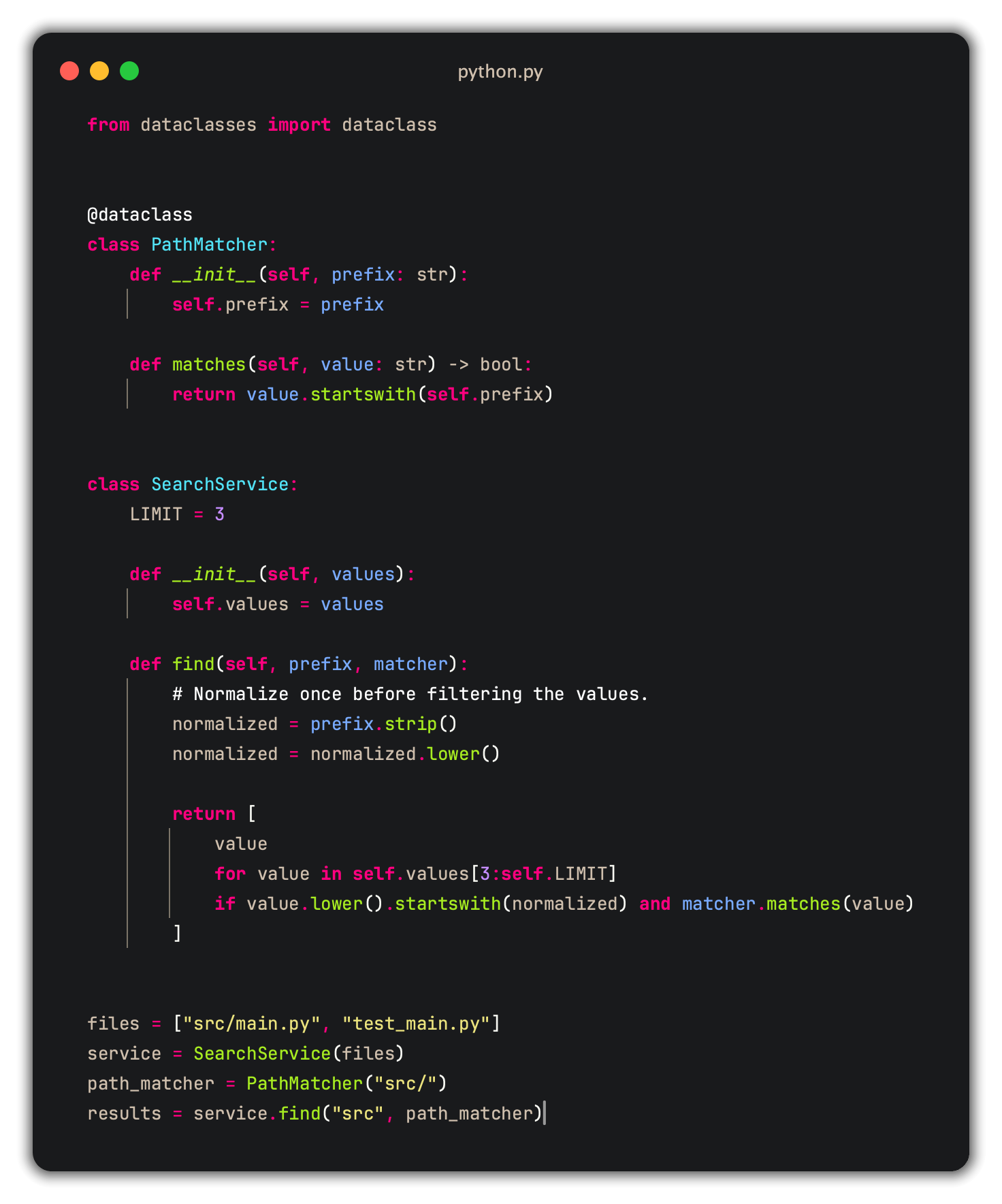Python example using Invariant