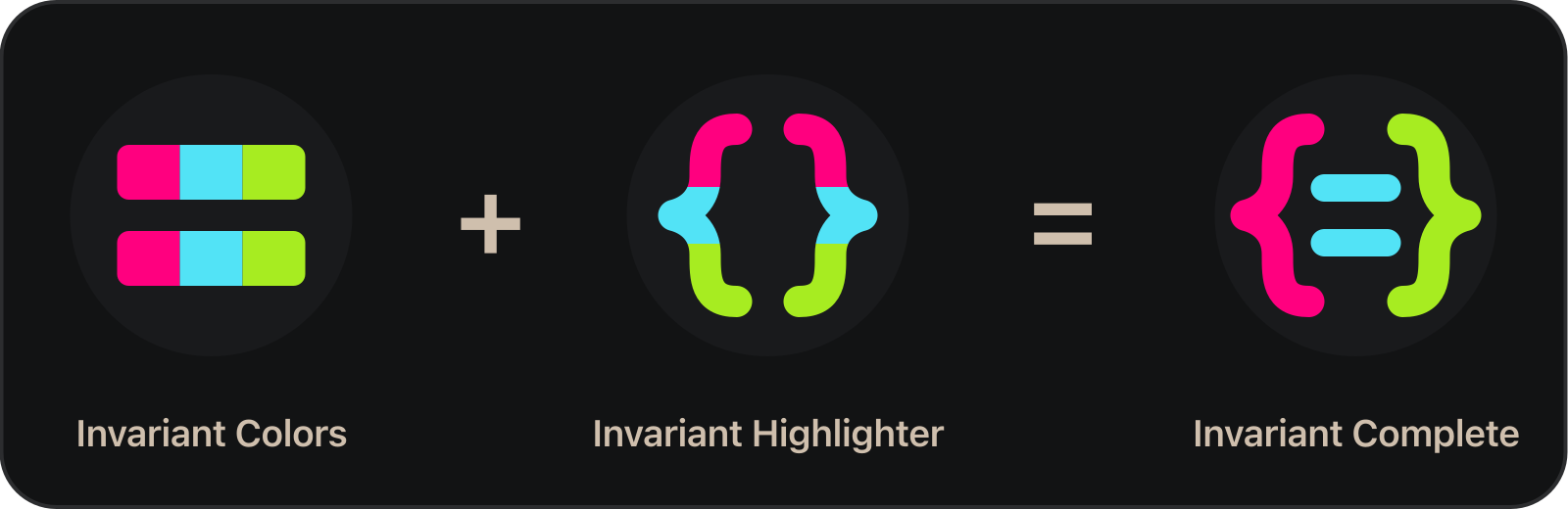 Invariant Colors plus Invariant Highlighter equals Invariant Complete