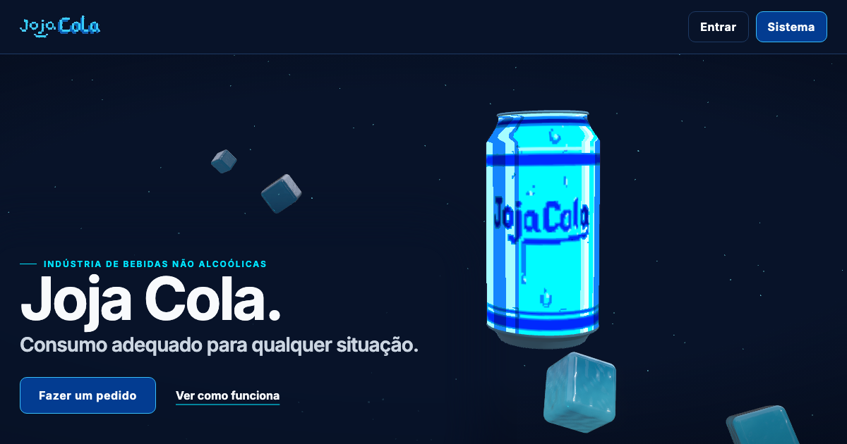 Joja Cola: landing 3D em que a lata acompanha o scroll