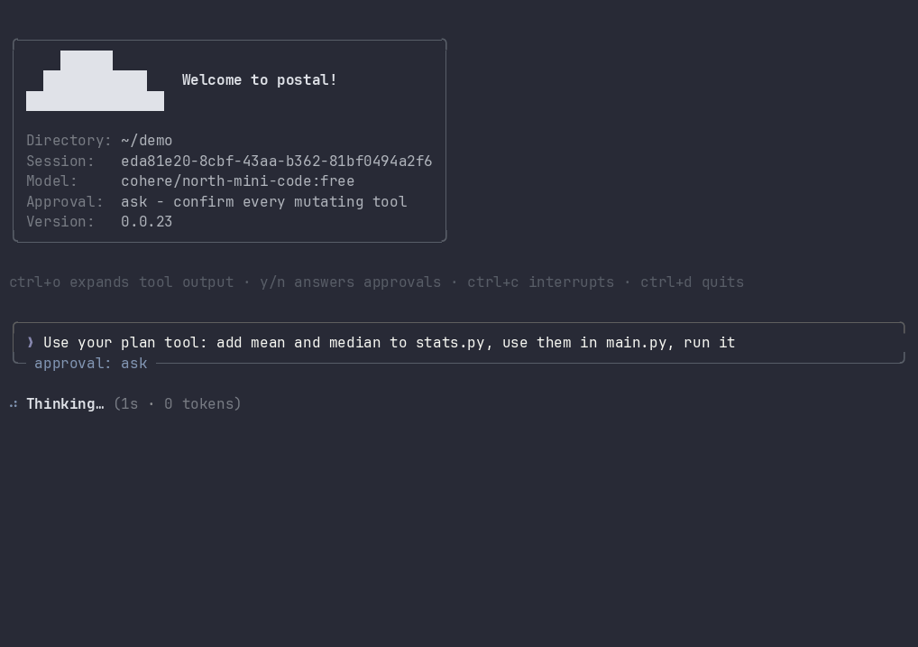Postal streaming tool calls and edits in the TUI