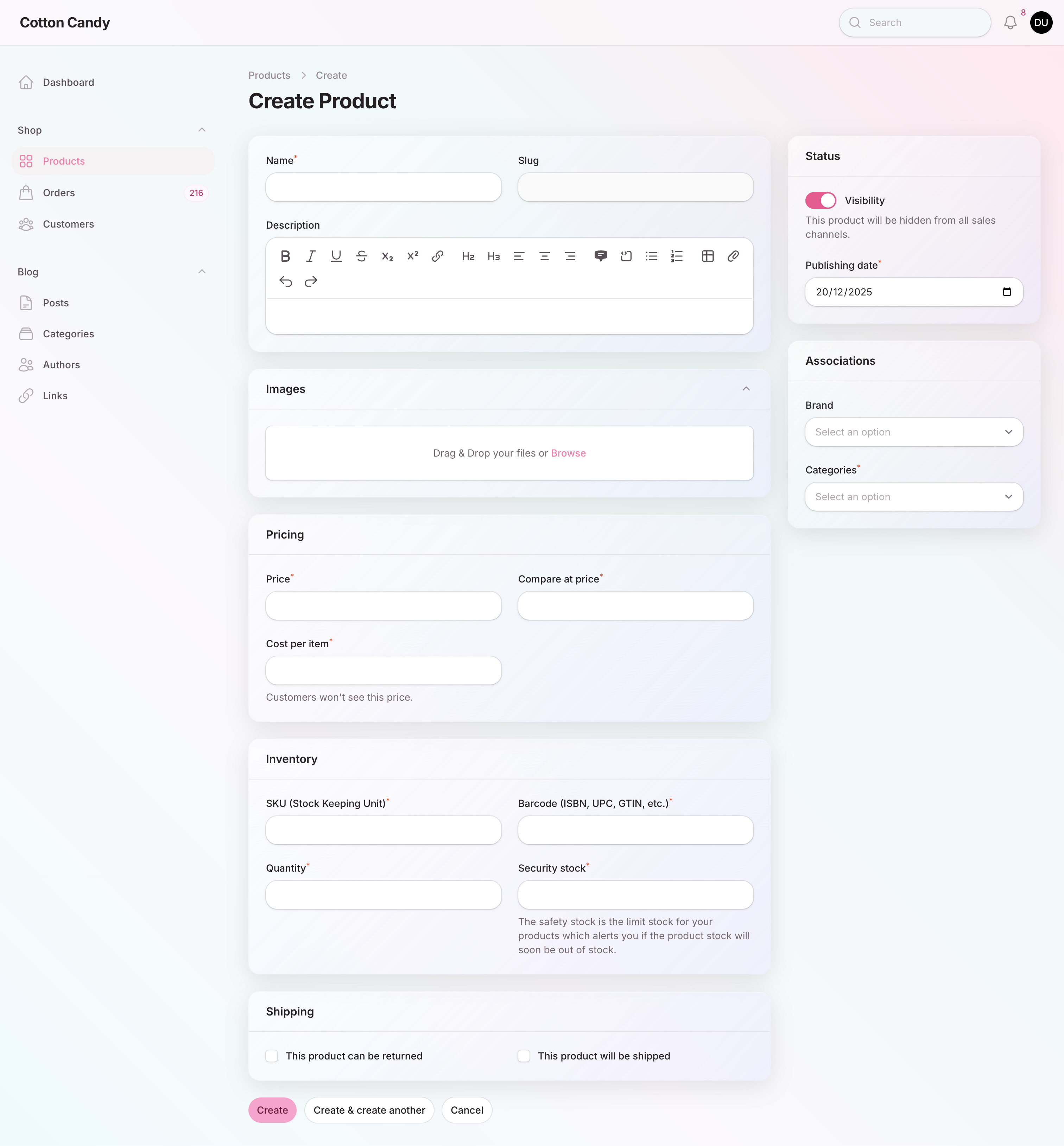 Create Product Light