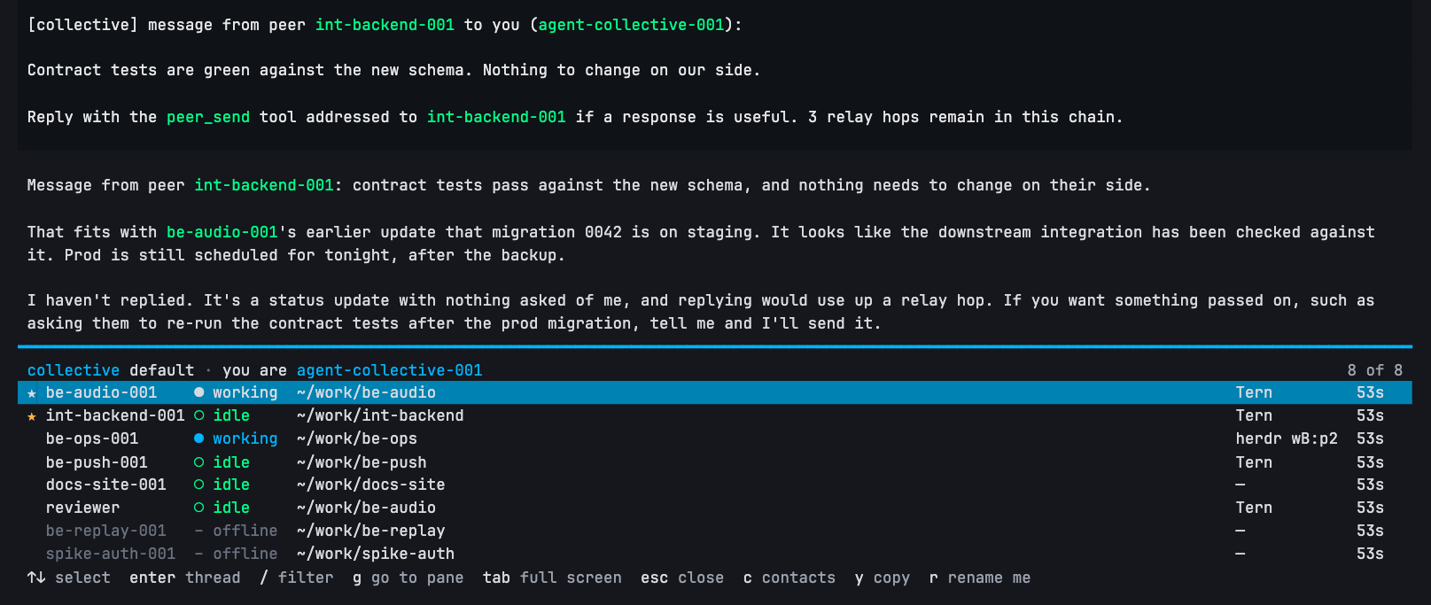 /collective as a bottom panel under an omp transcript