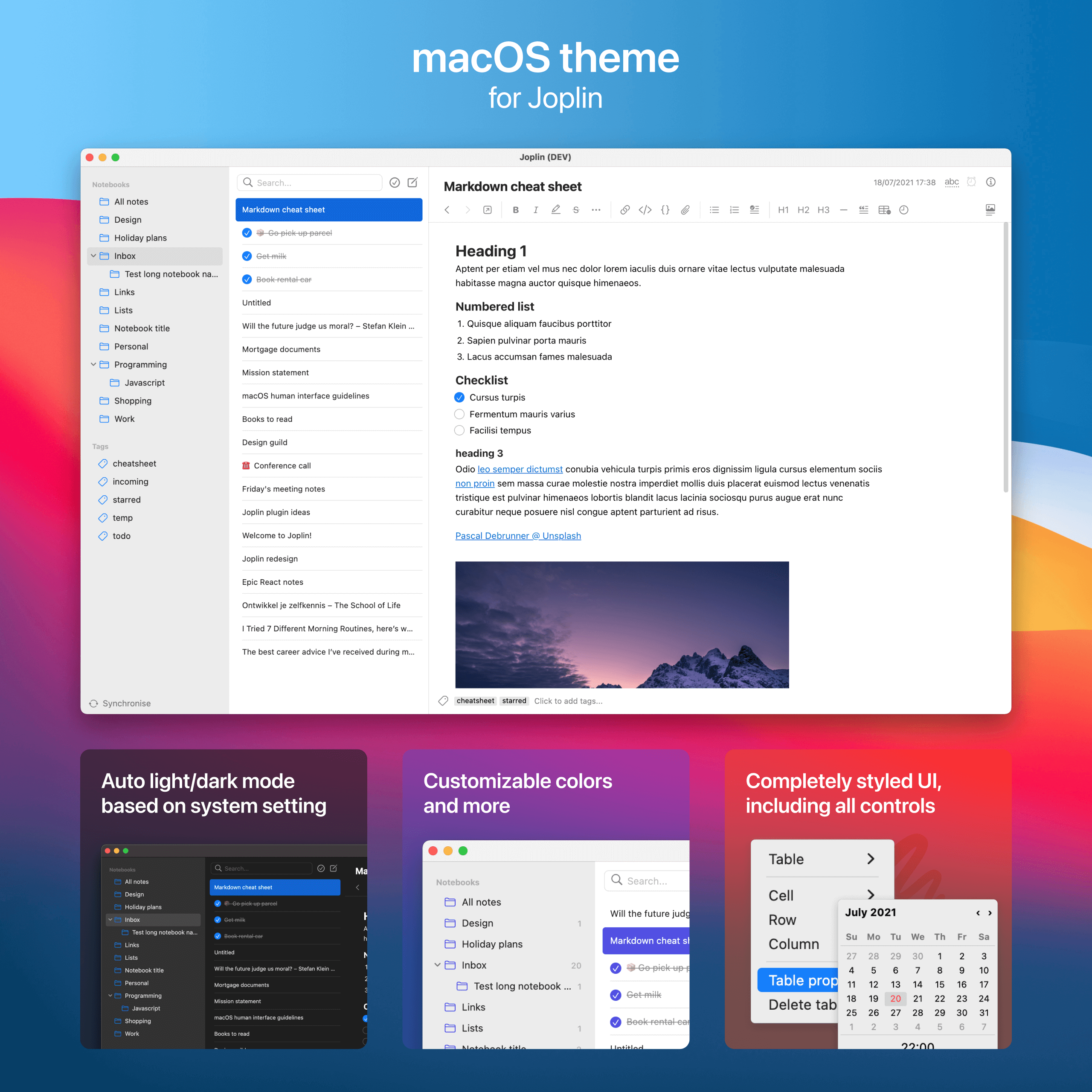 macOS theme for Joplin