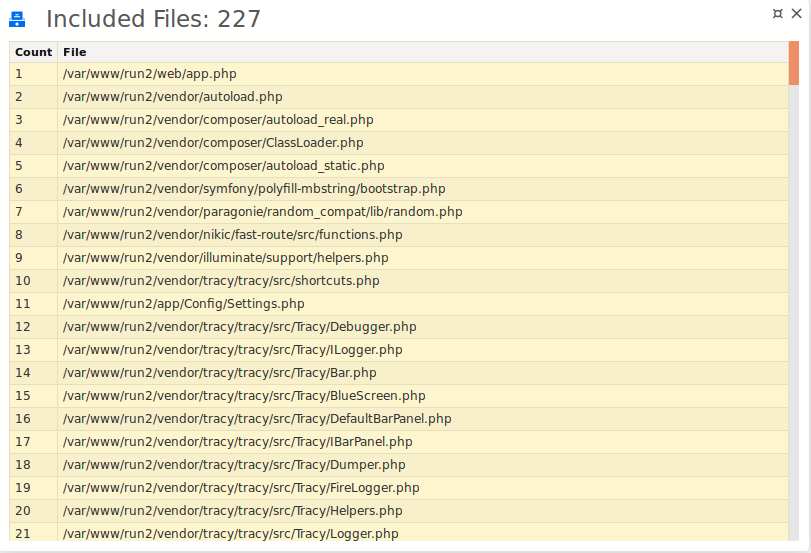 Included Files Panel example