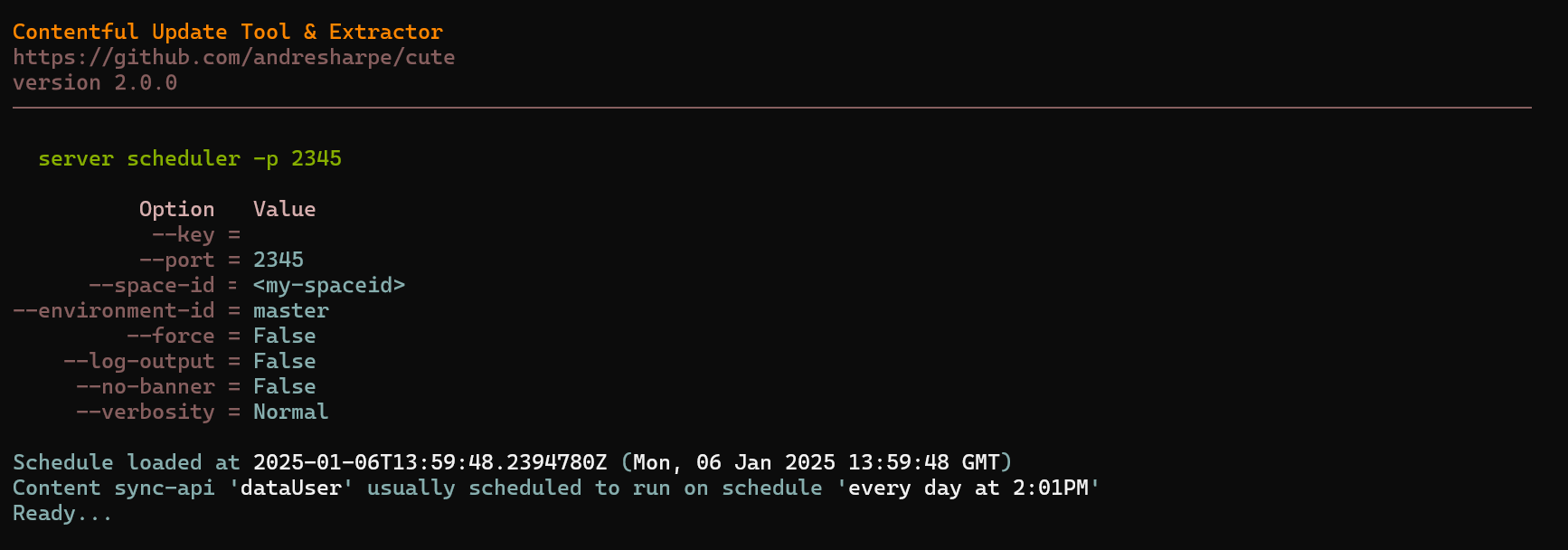 cute server scheduler terminal ready