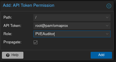 Granting the token the PVEAuditor role