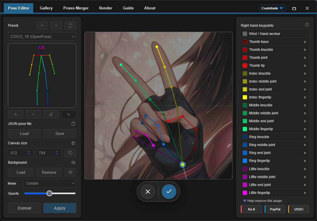 Focused hand keypoint editor