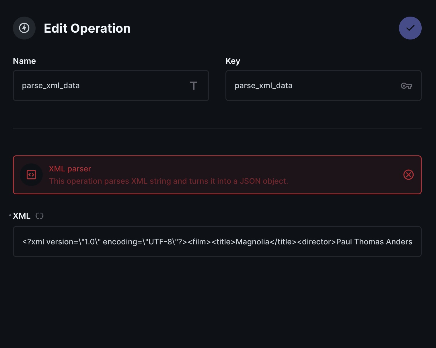 XML Parser Operation