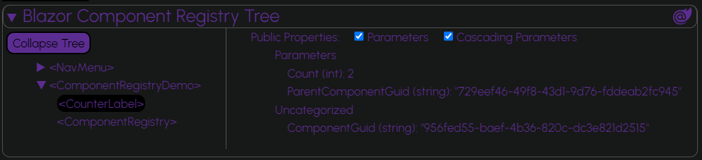 BlazorComponentRegistry User Interface