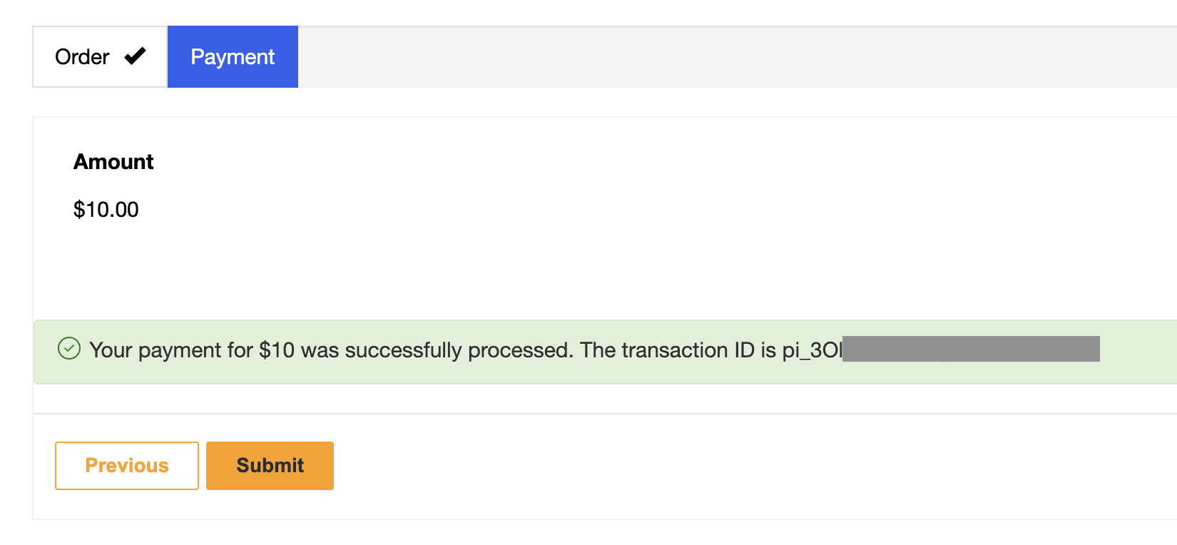 Payment success