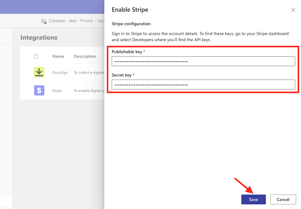 Setup Stripe keys