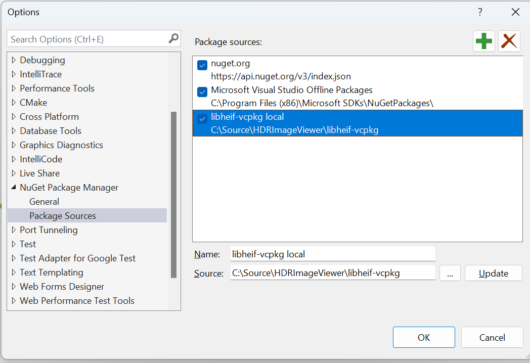 libheif-vcpkg local Nuget package source