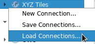 QGIS XYZ Tiles Connections > Load Connections...
