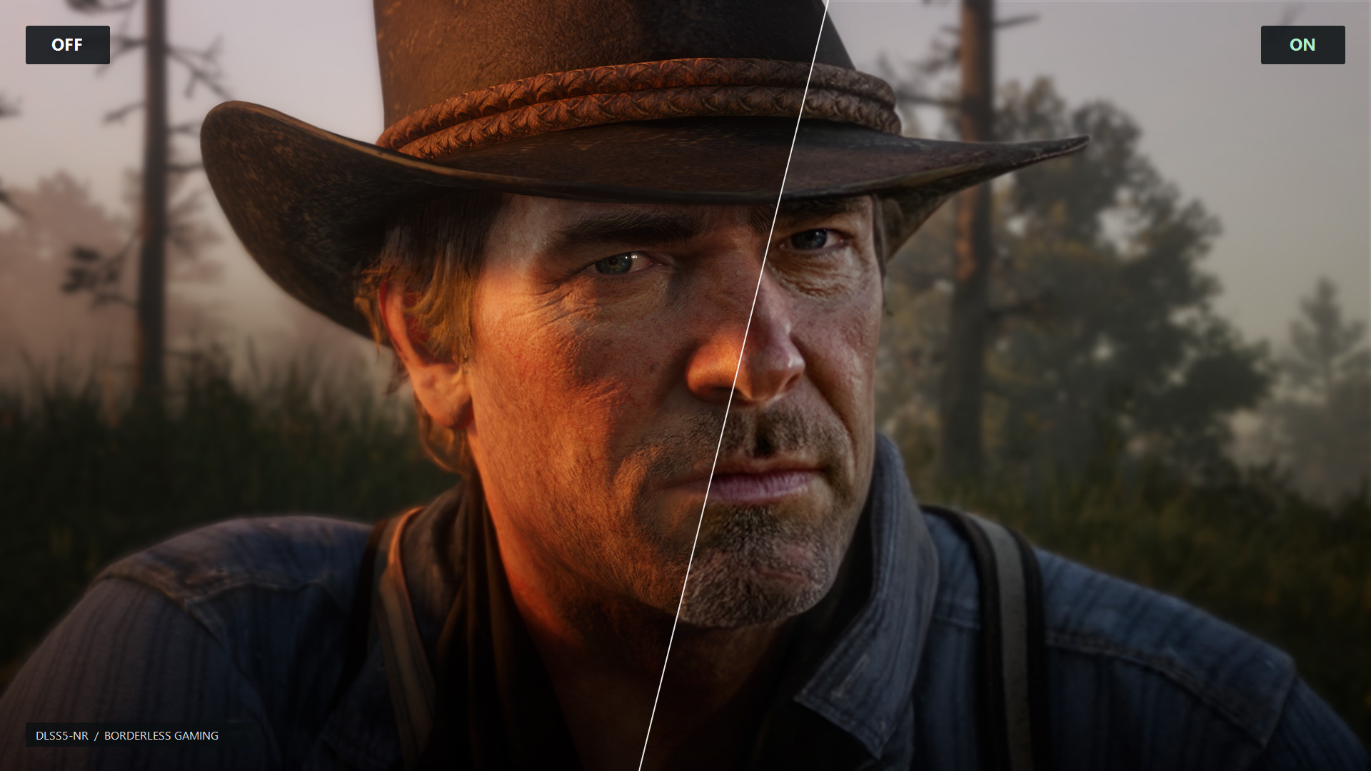 مقارنة بين الرسوم الأصلية وتأثير DLSS5-NR في Red Dead Redemption 2