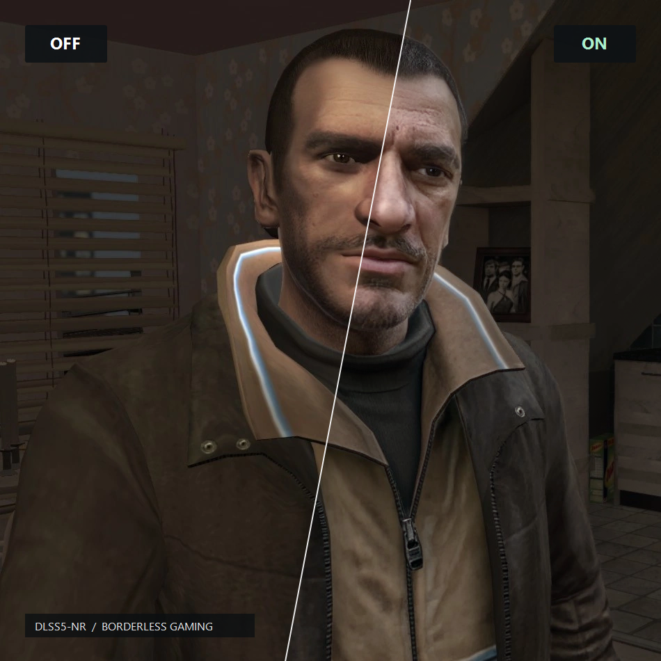 مقارنة بين الرسوم الأصلية وتأثير DLSS5-NR في GTA IV