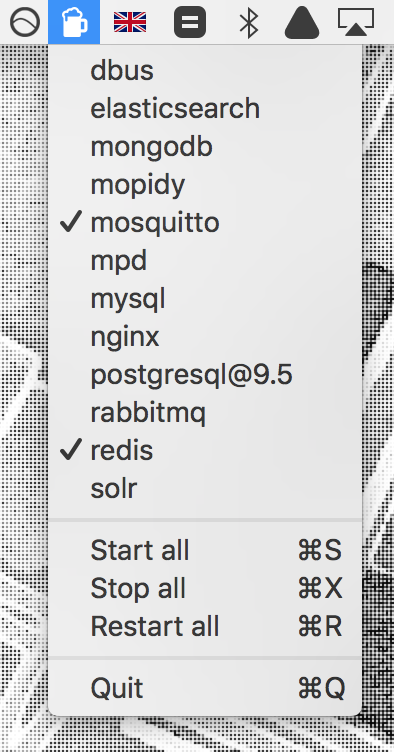 Brew Services Menubar screenshot