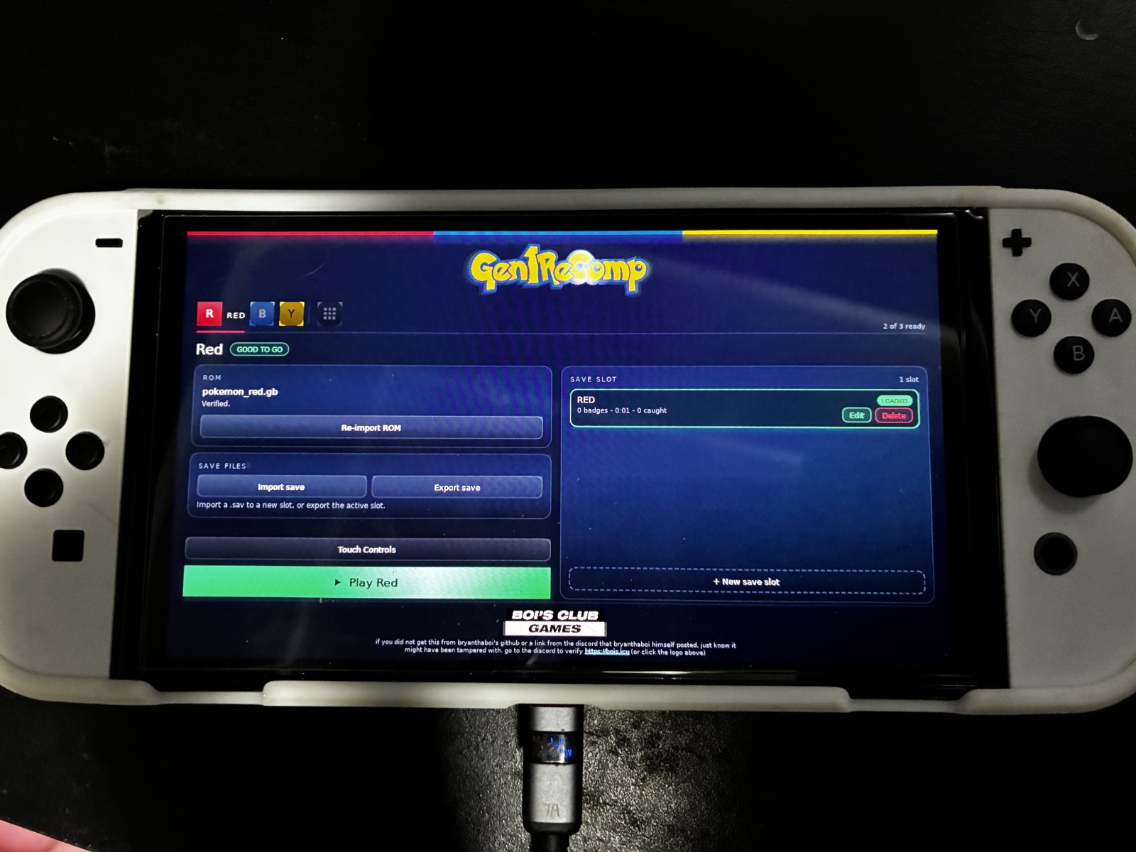 Pokémon Red e Blue reconhecidos pelo launcher no Switch