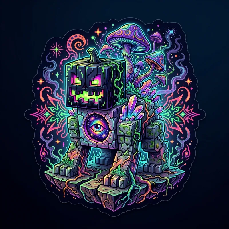 Acid-Spore Jack-o'-Bomber — Voxel Mob voxel art plate