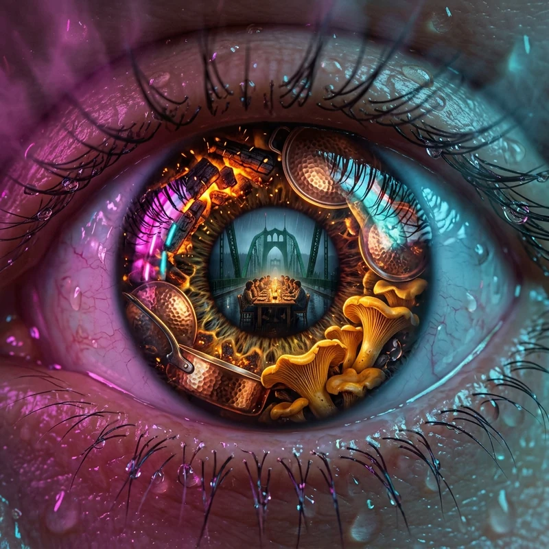 The Rain-Slicked Neon Culinary Eye of Stumptown — PNW Tribute Art Print & Sticker