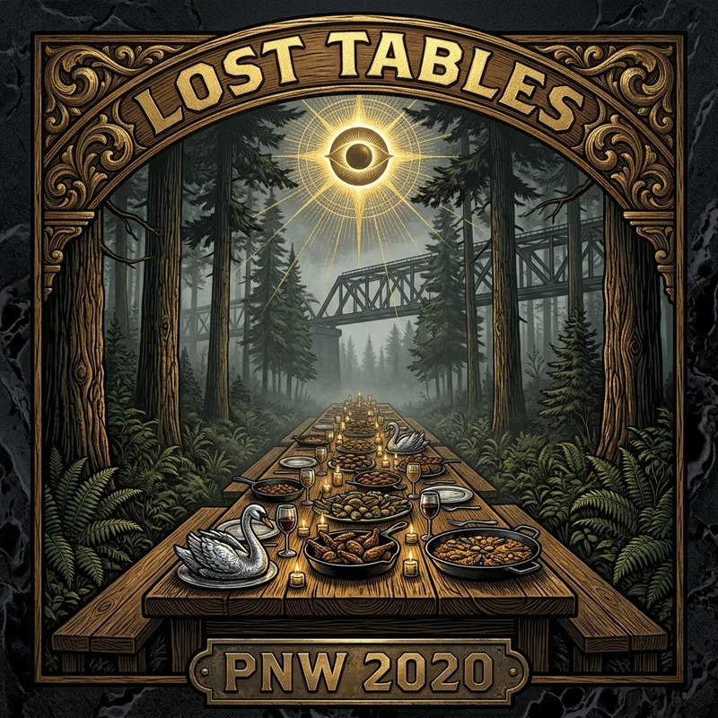LOST TABLES PNW 2020 — Commemorative Woodblock & Gold-Leaf Pacific Northwest Culinary Poster