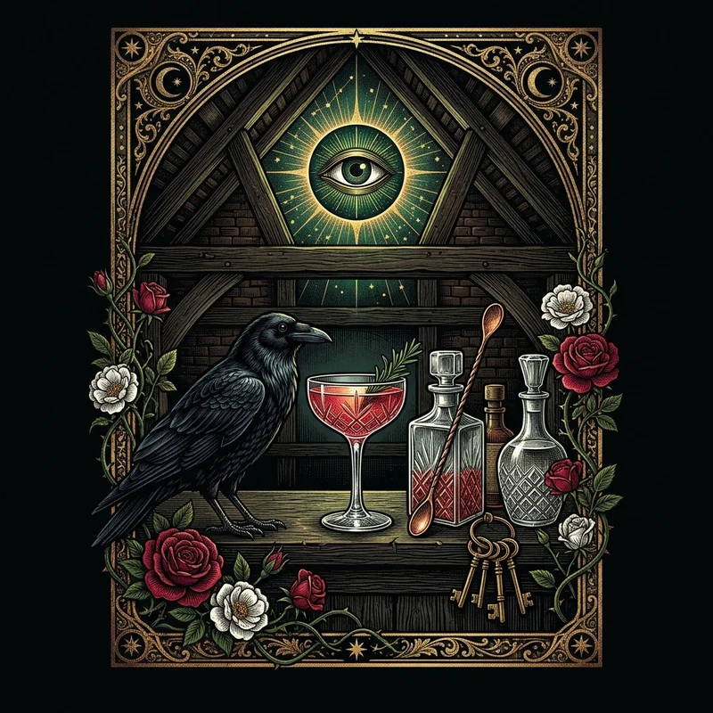 Upstairs at The Rookery — Victorian Hayloft Apothecary & Velvet Raven Cocktail Art Print