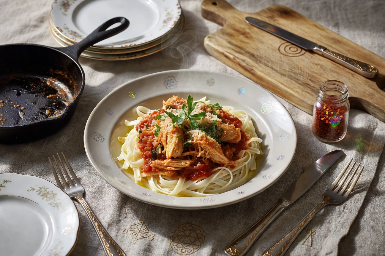 3. Chicken Ragu over White Pasta (Slow Cooker) Photographic Plate