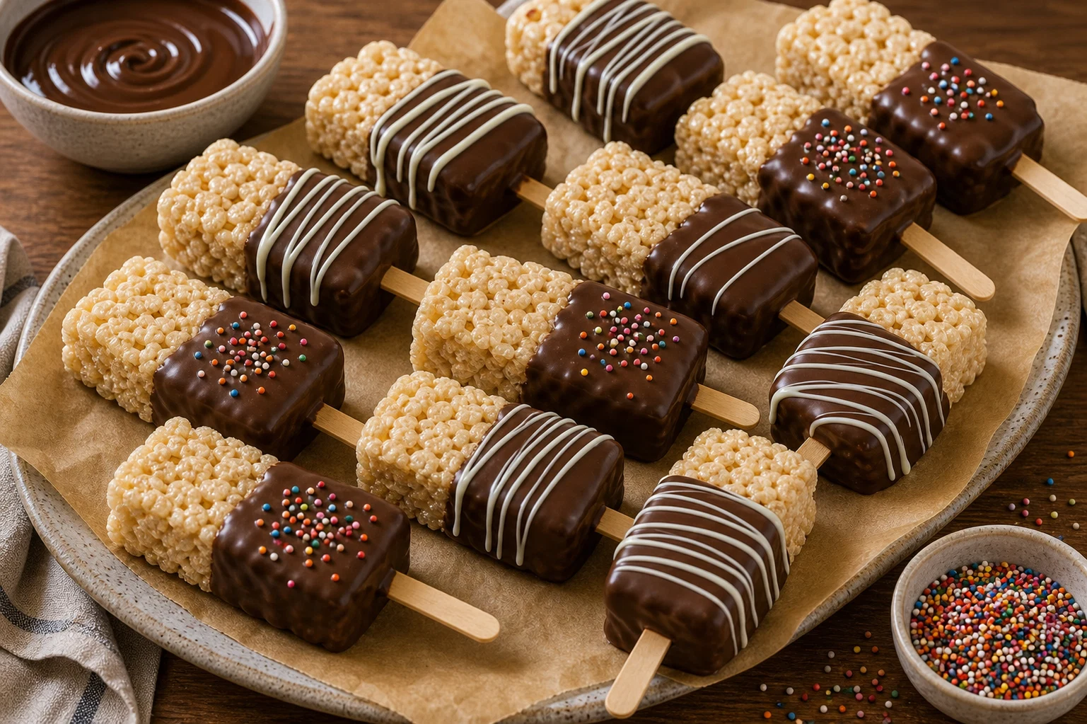 5. Chocolate-Covered Rice Krispie Pops Photographic Plate
