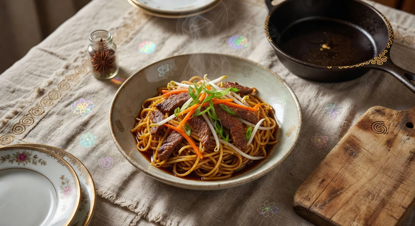 8. Weeknight Beef Chow Mein Photographic Plate