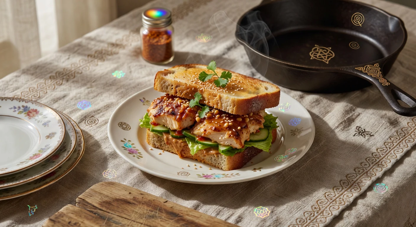 16. Dinner PB&J — Thai Peanut Chicken Sandwich Photographic Plate