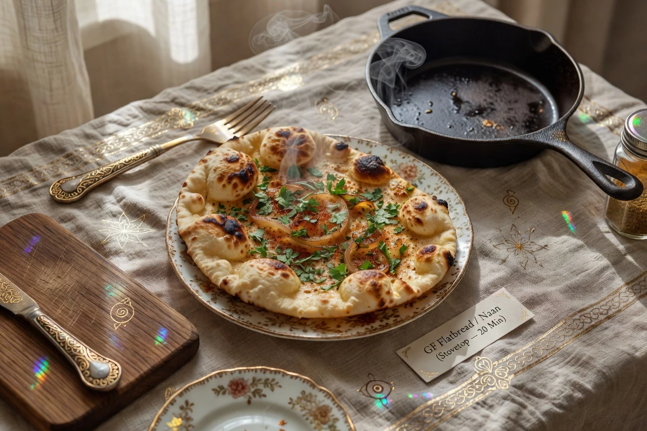 3. GF Flatbread / Naan (Stovetop — 20 Min) Photographic Plate