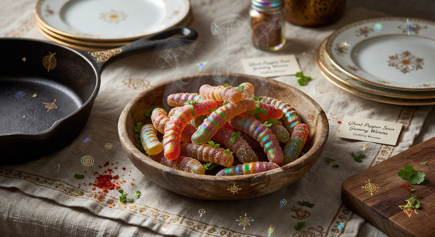 28. Ghost Pepper Sour Gummy Worms (Hellfire Worms) Photographic Plate