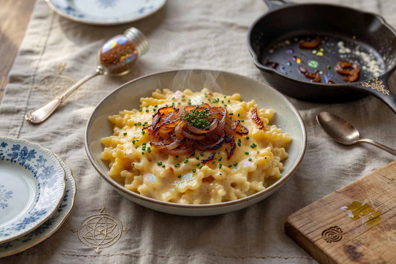 8. Kasespatzle (German Mac & Cheese with Caramelized Onions) Photographic Plate