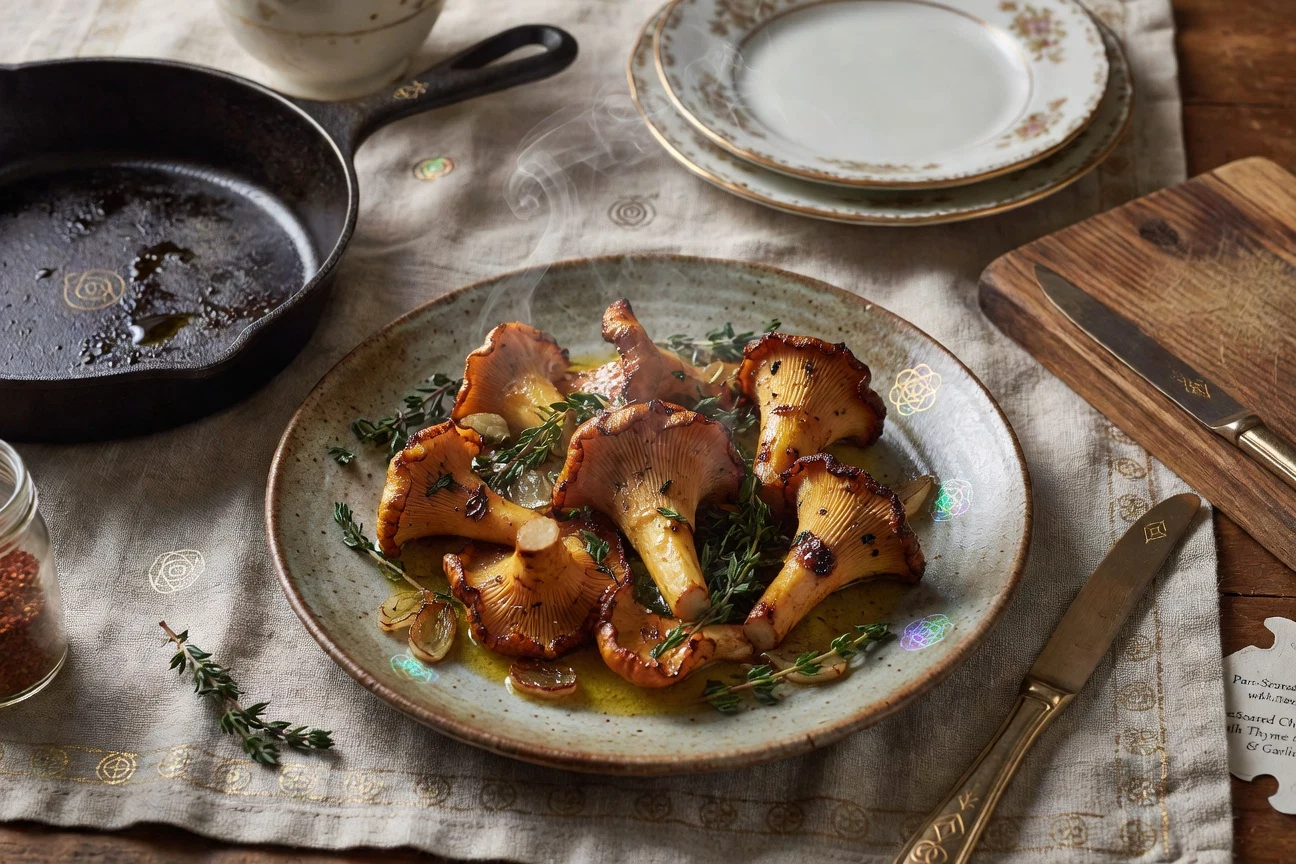 1. Pan-Seared Chanterelles with Thyme & Garlic Photographic Plate