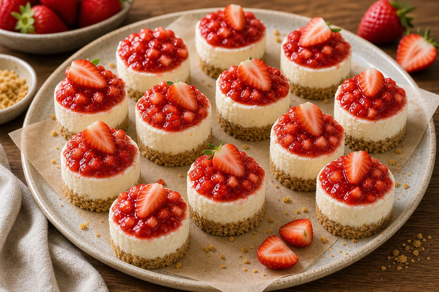 Recipe 11: Strawberry Cheesecake Bites (No Bake) Photographic Plate