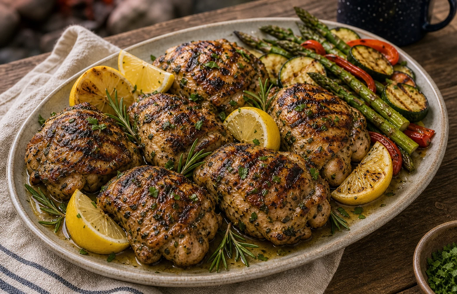 Recipe 12: Grilled Chicken Thighs (Lemon Herb) Photographic Plate