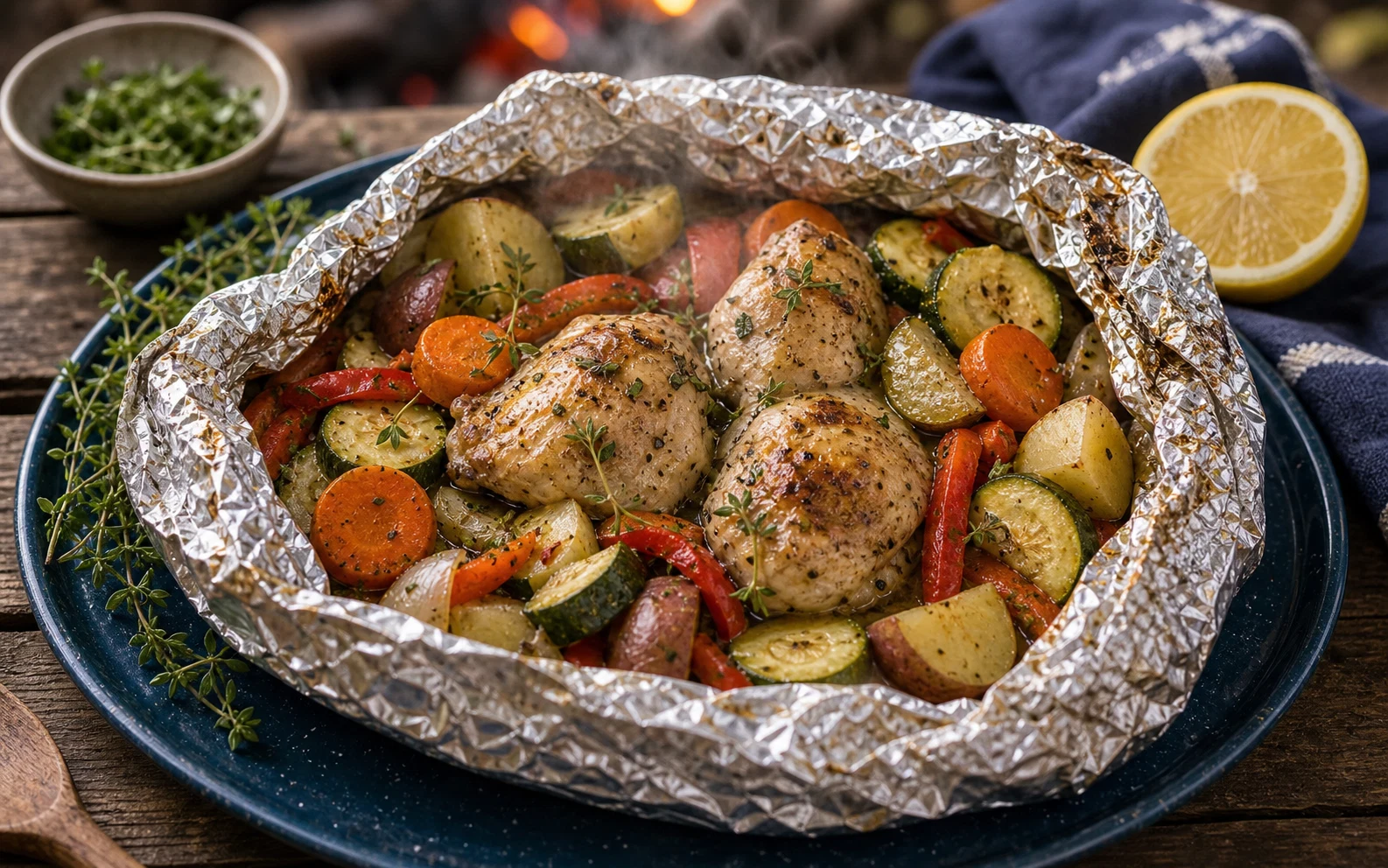 Recipe 3: Foil Pack Chicken & Veggies Photographic Plate