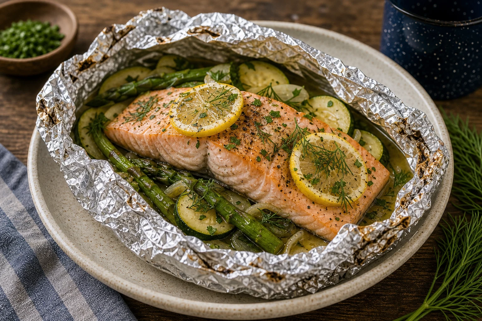 Recipe 4: Foil Pack Fish (Wild Salmon or Cod) Photographic Plate