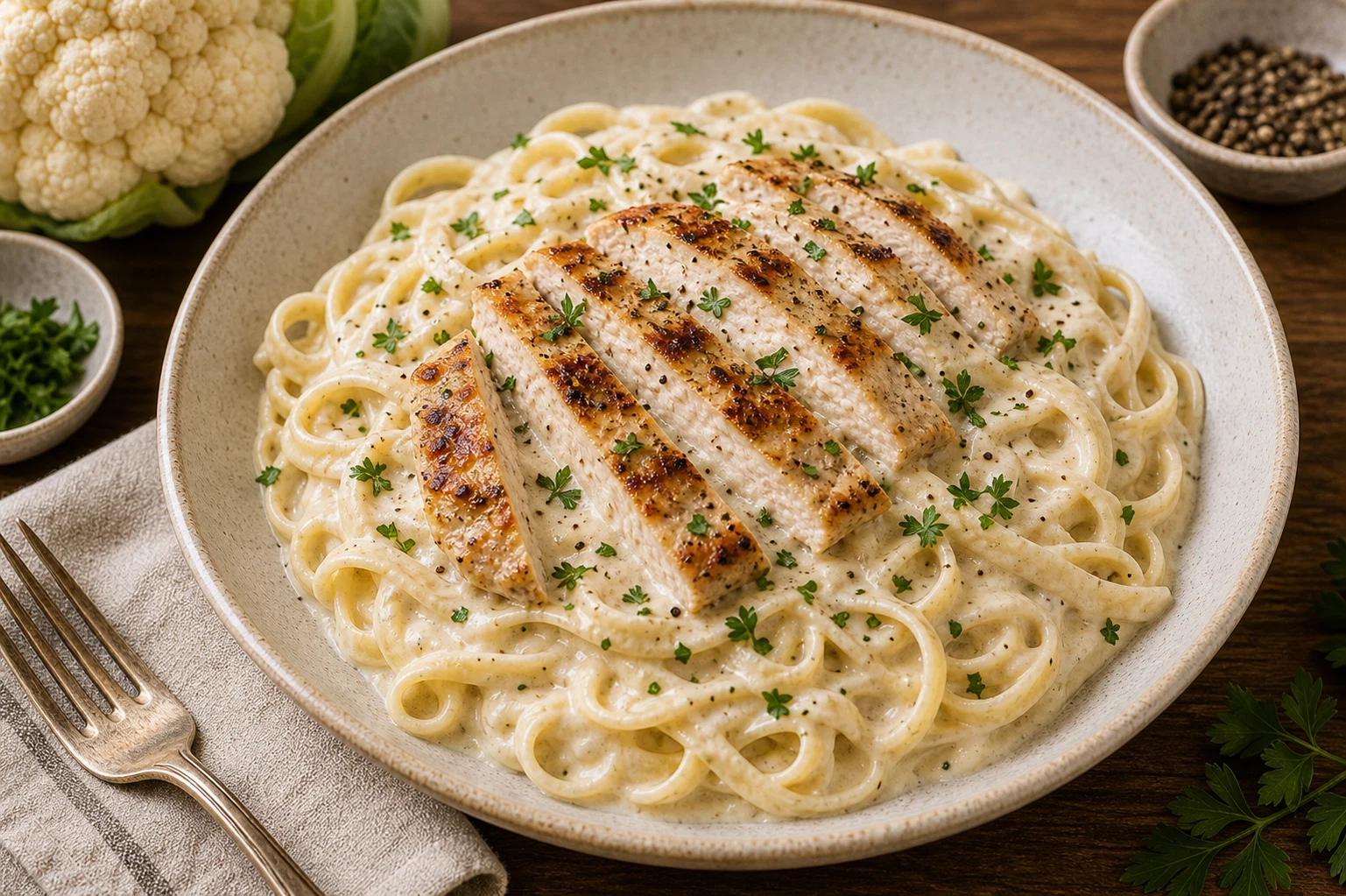Recipe 7: Velvet Chicken Alfredo Photographic Plate