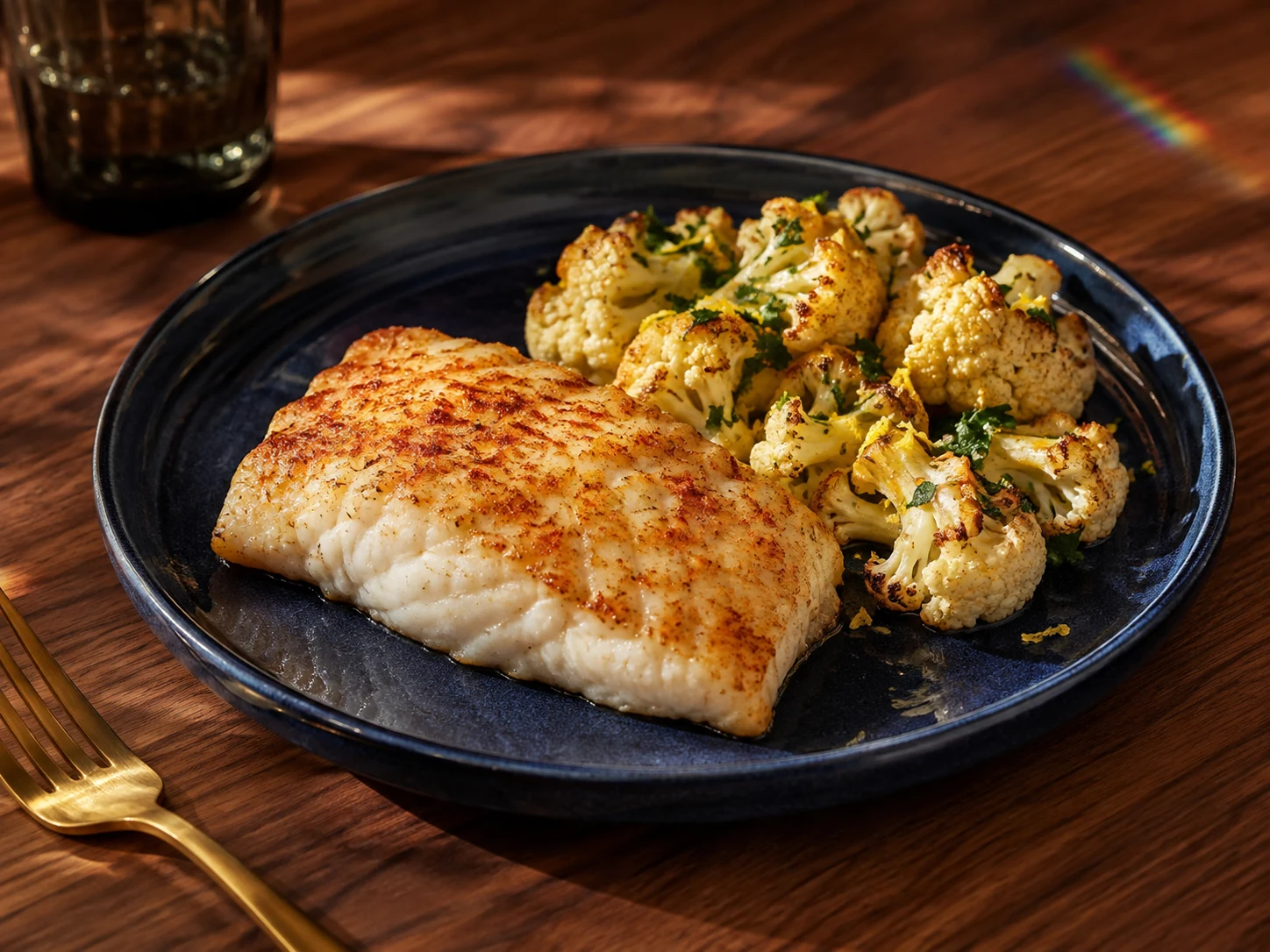 AI illustration of Lemon-Paprika Haddock with Roasted Cauliflower