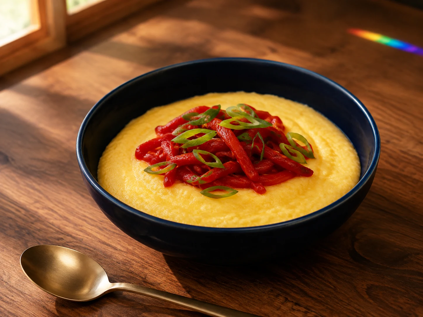 AI illustration of Roasted Pepper & Scallion Polenta Bowls