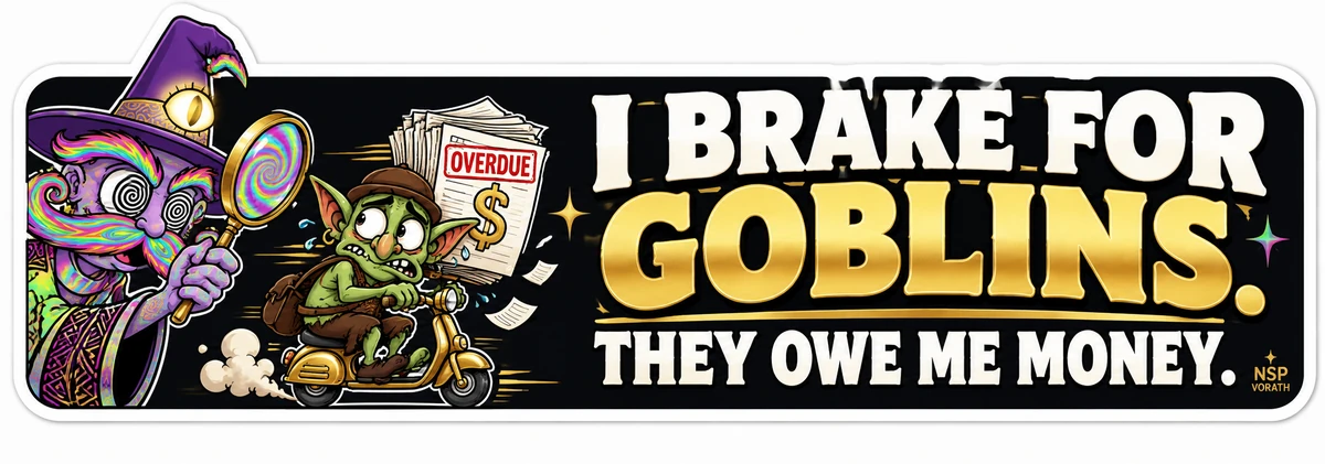 I BRAKE FOR GOBLINS. THEY OWE ME MONEY.