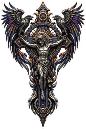 Raven Chain Crucifix